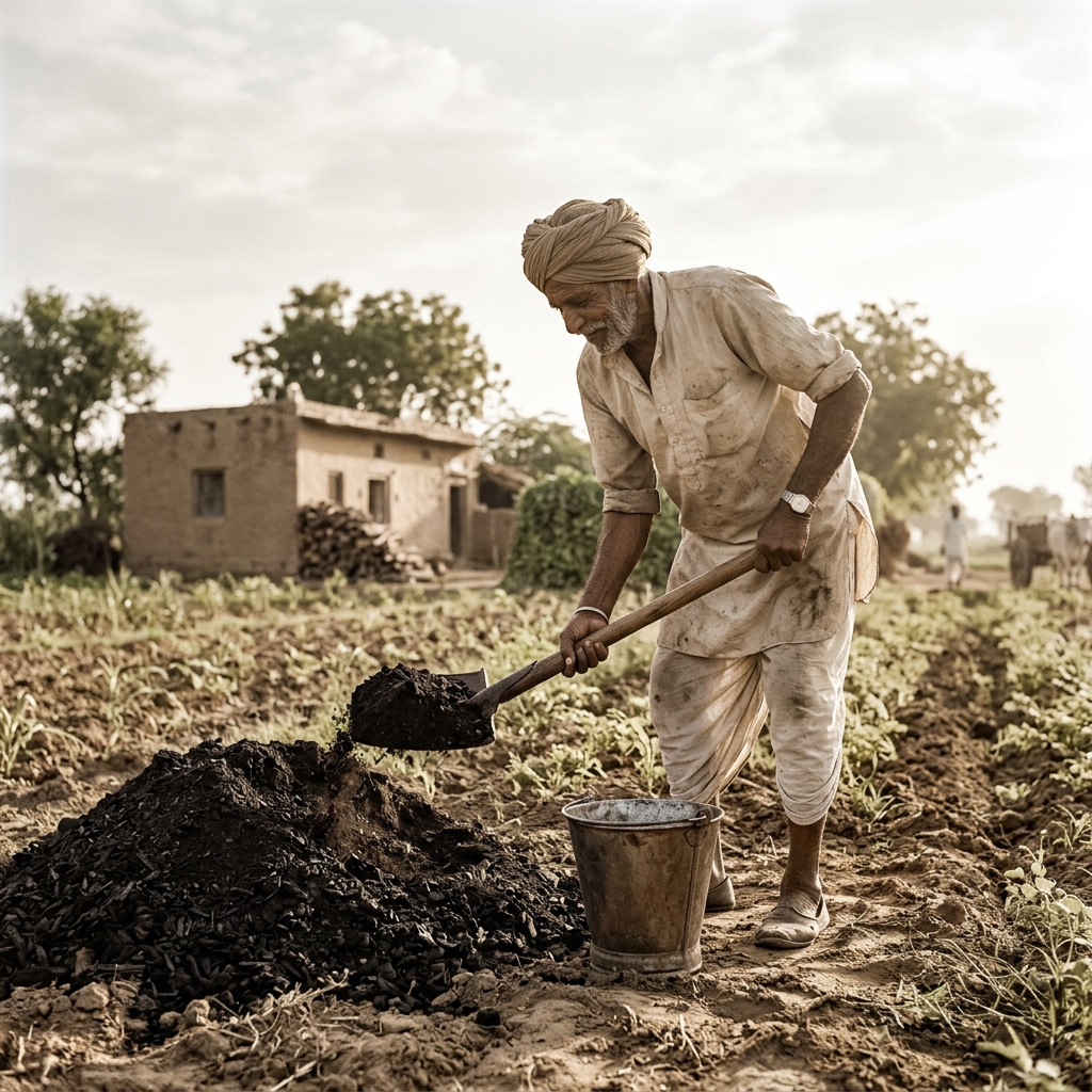 Indian farmer partner benefiting from biochar application