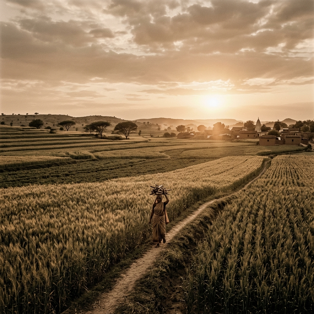 Collecting crop residue from farms in Andhra Pradesh