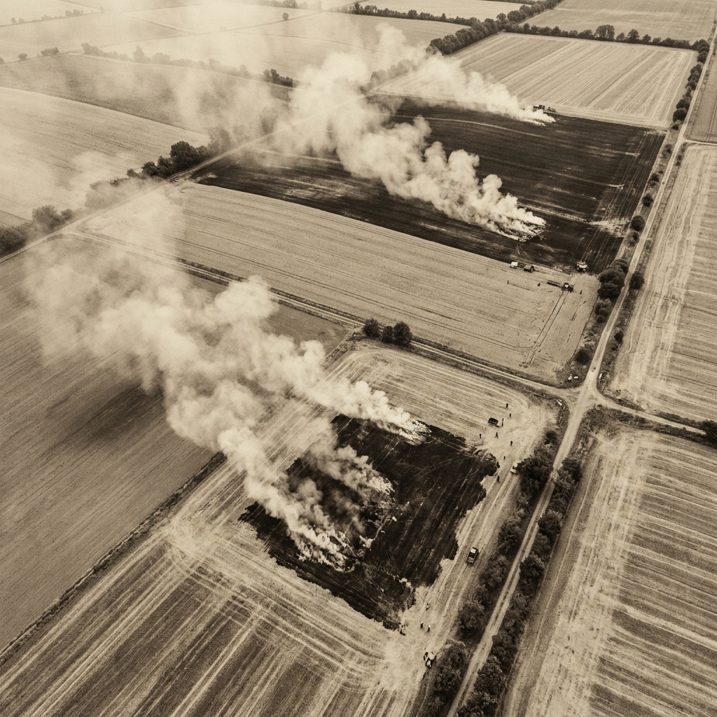 Agricultural crop residue burning causing pollution in India