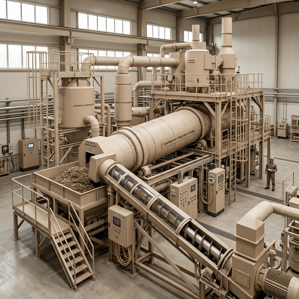 Continuous pyrolysis machinery